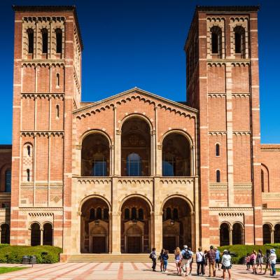  The UCLA college tour stops at Royce Hall.