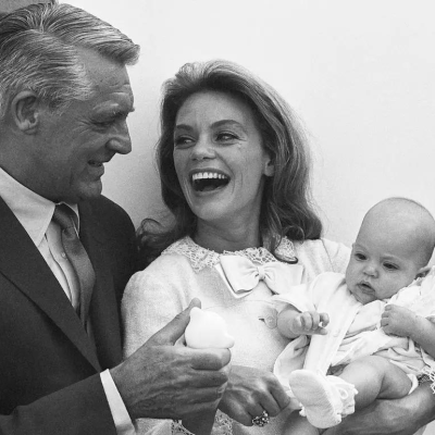 Cary Grant, wife Dyan Cannon, and their daughter Jennifer, age 3 months old, circa 1966.