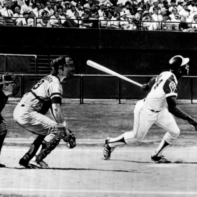 Hank Aaron hits his 715th home run, breaking Babe Ruth's long-standing record of 714 lifetime home runs, 1974.