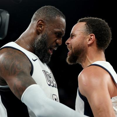 NBA all-stars Lebron James and Steph Curry at the Olympic Games Paris 2024.