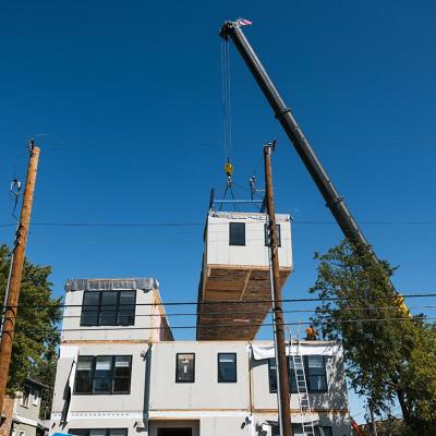 Modular units being constructed in Minneapolis. 