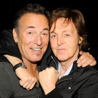 Bruce Springsteen and Sir Paul McCartney backstage at The 54th Annual GRAMMY Awards at Staples Center on February 12, 2012 in Los Angeles, California. 