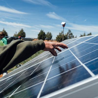 A solar panel at Fozzie’s Farm outside of Cortez, Colorado. 