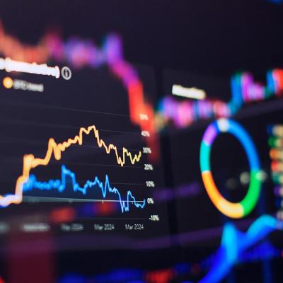 Stock market or forex trading graph and candlestick chart changing market concept.