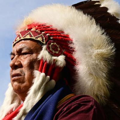 Northern Cheyenne tribal chief Anthony Spottedwolf during a gathering at the Sand Creek Massacre National Historic site on October 5, 2022