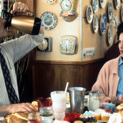 Bill Murray and Andie MacDowell in a scene from the film 'Groundhog Day', directed by Harold Ramis, 1993.