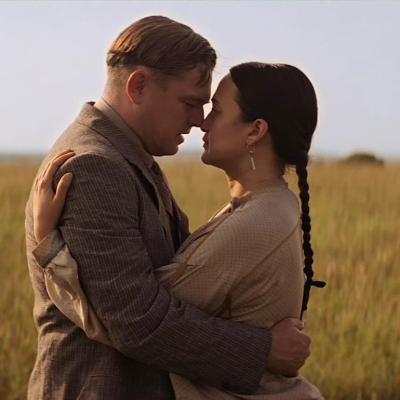 Leonardo DiCaprio and Lily Gladstone in a scene from 'Killers of the Flower Moon'