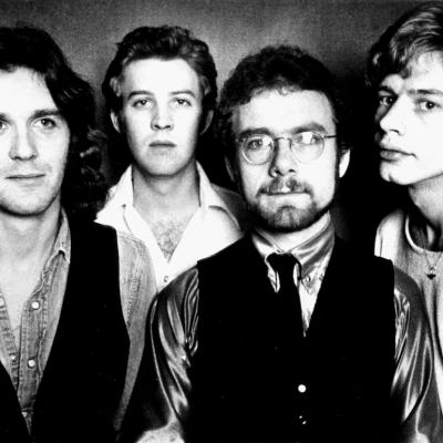  From left to right, John Wetton, David Cross, Robert Fripp, and Bill Bruford of the rock band King Crimson pose for a portrait in 1974.