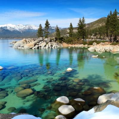 View of Lake Tahoe in Placer County and El Dorado County in California.