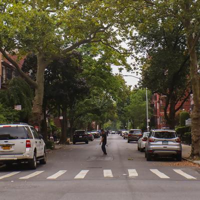 In Borough Park, permeable pavement is being installed along curb lines.