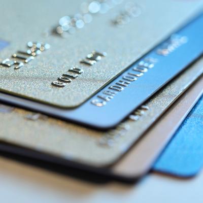 A closeup view of a pile of different types of sample business cards.