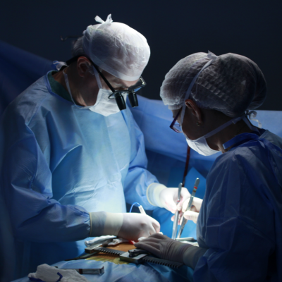 Two surgeons at an operating table