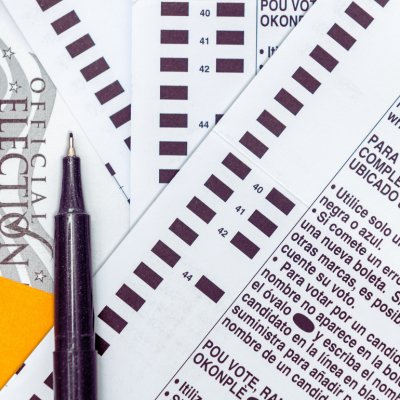 Close-up view of an unmarked ballot.