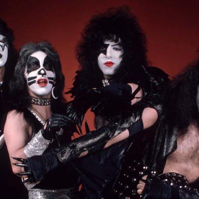 Members of the band Kiss—from left: Ace Frehley, Peter Criss, Paul Stanley, and Gene Simmons—pose in 1976.