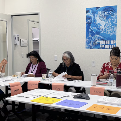 Election officials from northern Arizona counties translating the November ballot into Navajo at the Coconino County Elections Center.