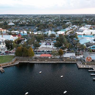 Aerial view of Lake Sumter in The Villages, Florida.