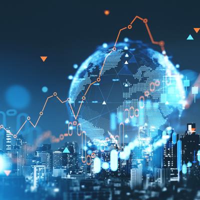 Conceptual holographic image of forex and investment or economic lines.