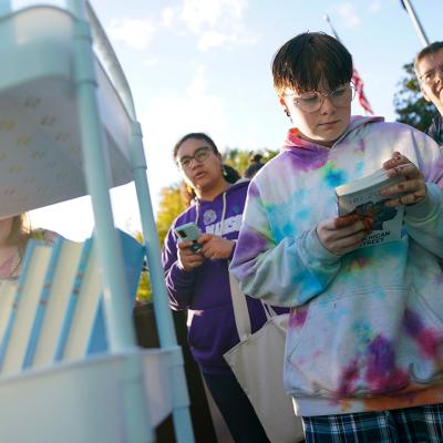 MoveOn Political Actions Banned Book Mobile in an event with local authors and teachers in Charlottesville, VA.