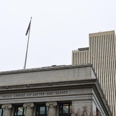 The Church Administration Building is photographed in downtown Salt Lake City.