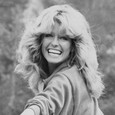 Portrait of Farrah Fawcett with her iconic blowout hairstyle