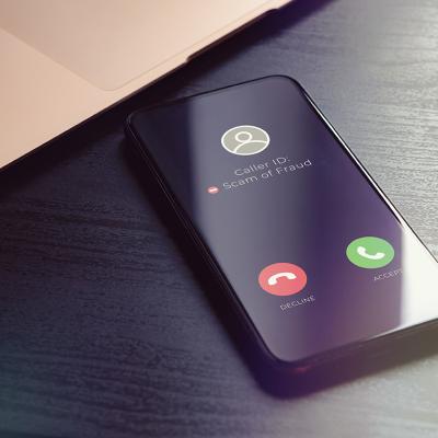 A phone receiving a likely scammer's call.