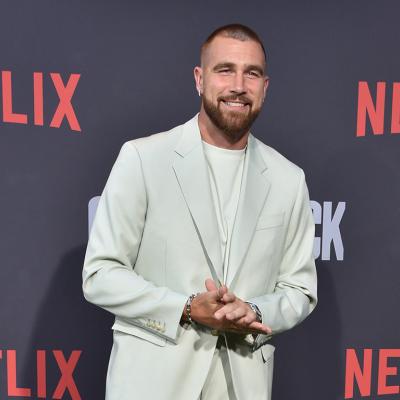 Travis Kelce during the premiere of Netflix's docuseries "Quarterback" at the Tudum Theatre in Los Angeles, CA.