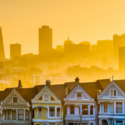 San Francisco skyline covered in fog