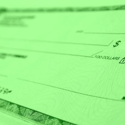 A closeup view on a bank check.