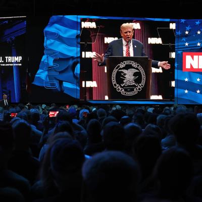 Trump during the NRA ILA Leadership Forum at the National Rifle Association (NRA) Annual Meeting & Exhibits at the Kay Bailey Hutchison Convention Center in Dallas, TX.