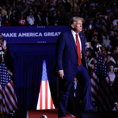 Trump at a campaign rally at McCamish Pavilion on October 28, 2024 in Atlanta, Georgia. 