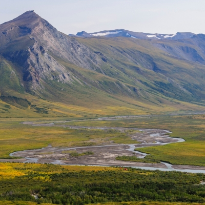 A panoramic view of Gates of the Arctic National Park, located in the Yukon-Koyukuk Census Area in Alaska