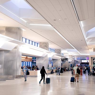 Inside the terminal of San Francisco International Airport.