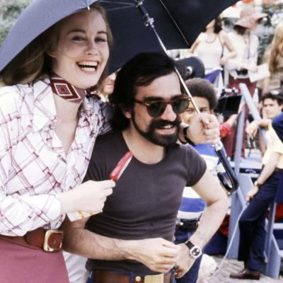 Actor Cybill Shepherd and director Martin Scorsese on the set of 'Taxi Driver' on July 15, 1975, in New York City.