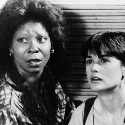 Whoopi Goldberg as psychic Oda Mae Brown and Demi Moore as Molly Jensen in the suspense thriller 'Ghost.'