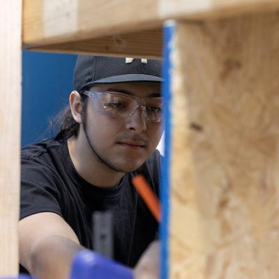 Lucian O’Donnell at the nonprofit MiSide's GED prep and carpentry training program.