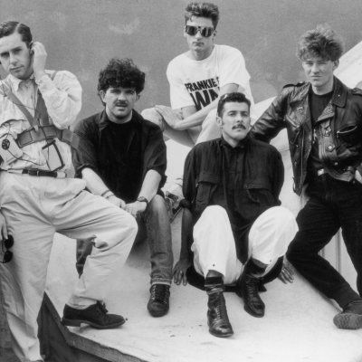 Members of the British band Frankie Goes To Hollywood, 1984. Left to right: singer Holly Johnson, Peter Gill, Mark O'Toole, Paul Rutherford, Nasher Nash.