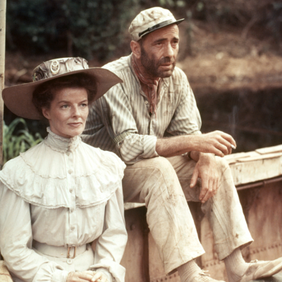 Katharine Hepburn & Humphrey Bogart in a scene from 'The African Queen' (1951)