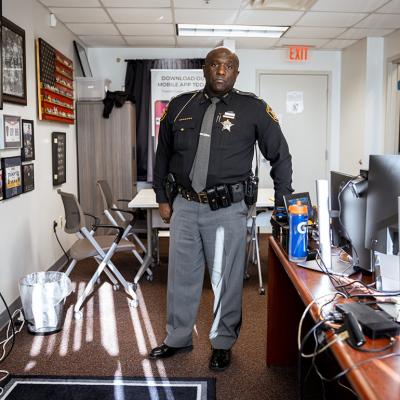 Chief Deputy Marvin Hill poses for a portrait in his office in Columbus, Ohio.