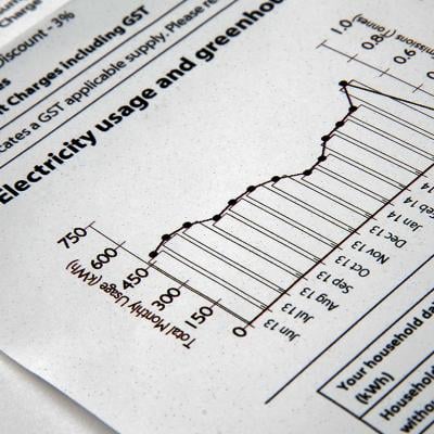 A closer view of the graphs and data in an electricity bill document.