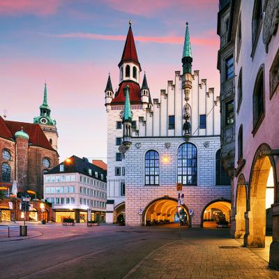 The Old Town Hall in Munich, Germany during sunrise.