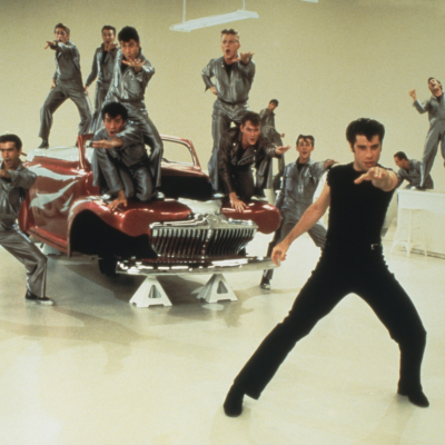 John Travolta in the 'Greased Lightning' scene from the film, 'Grease', 1978.