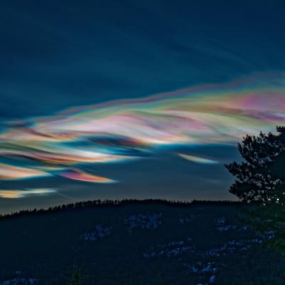 Evening sky with mother-of-pearl clouds.