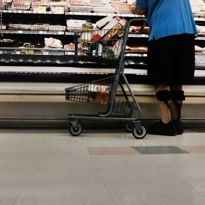 A man shops at a grocery store in downtown Clarksburg, West Virginia.