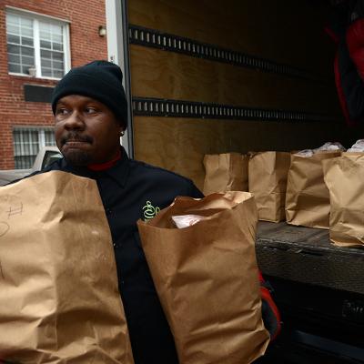 Deer meat being unloaded for food banks in DC.