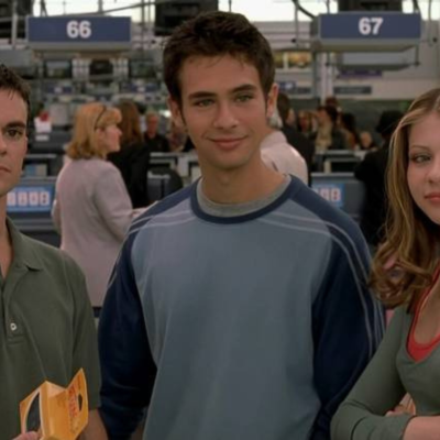 Travis Wester, Scott Mechlowicz, and Michelle Trachtenberg in a scene from 'Eurotrip' (2004)