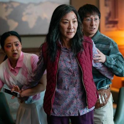 Stephanie Hsu, Michelle Yeoh, and Ke Huy Quan in 'Everything Everywhere All at Once.'