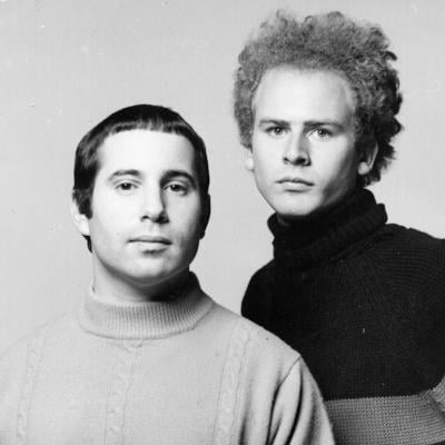 Paul Simon and Art Garfunkel of the folk rock duo Simon & Garfunkel circa 1967 in New York, New York.