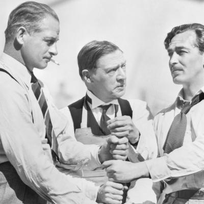 Three men competing who will start first on a baseball bat