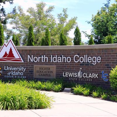 North Idaho College entrance sign in Coeur d'Alene, Idaho.
