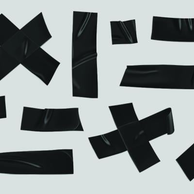 Duct tape applied randomly on a background.